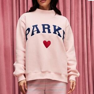 Parke Valentines Day 2026 Heart‎ Varsity Mockneck Sweatshirt Peony Denim XXL